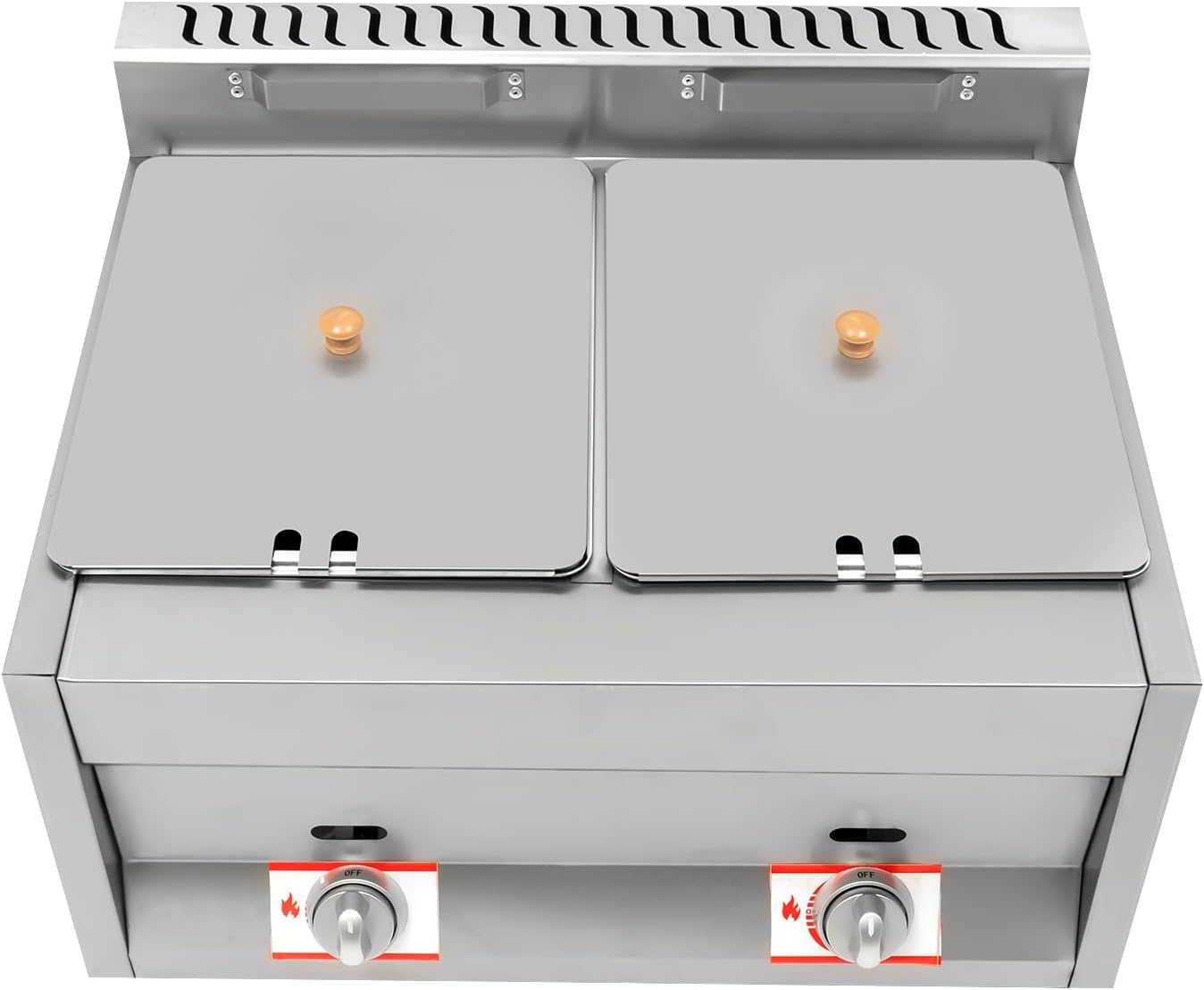 Commercial Propane Deep Fryer, Countertop 2 Wells, 12L Stainless Steel Gas Fryer with 2 Lids,2 x 6L Tanks for Home Kitchen Restaurant Use,Ideal for Frying French Fries Turkey Donuts and More