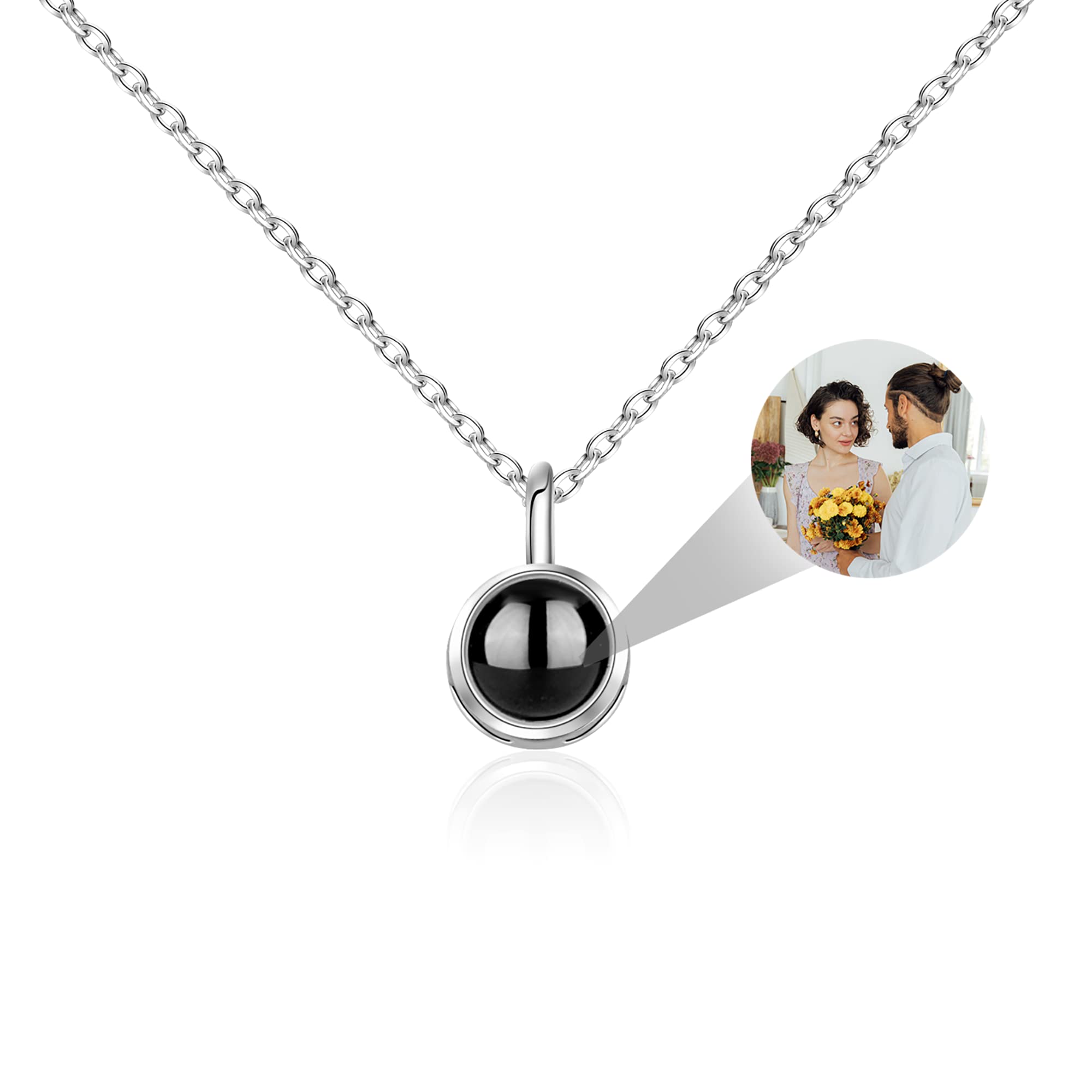 XXTONE Collar de Proyección con Fotos Collar Personalizado con Foto en el Interior Círculo Foto Proyección Colgante Joyería Personalizada Regalo para Hombres Mujeres