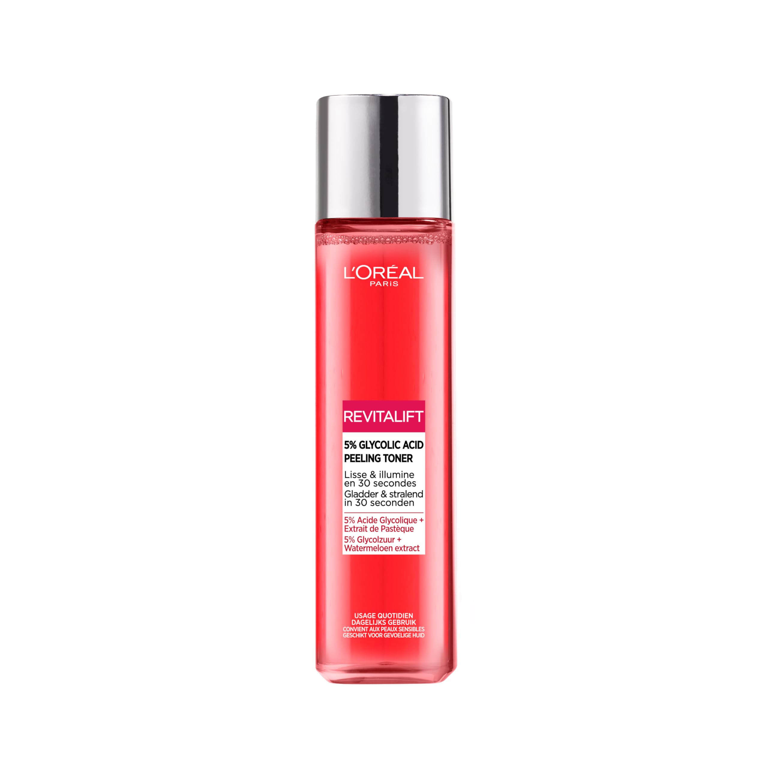 L'Oréal Paris - Lozione Peeling Viso Lisciante ed Esfoliante - Elimina Punti Neri, Pori Dilati & Imperfezioni - Acido Glicolico 5% - Peeling Toner Revitalift - 180 ml