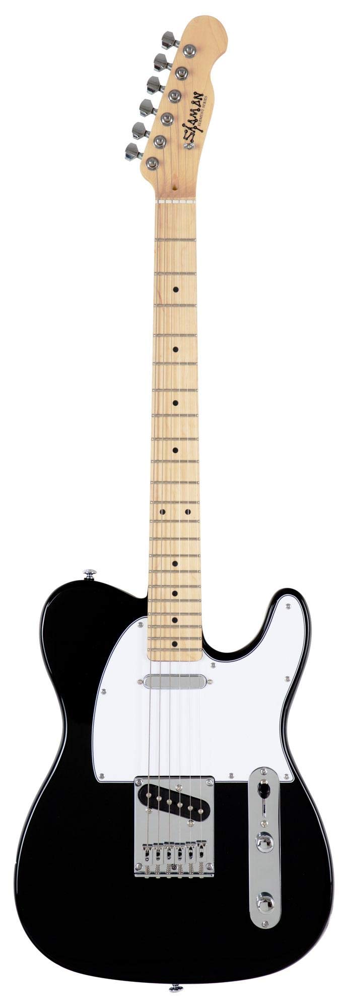 Shaman Element Series TCX-100B Gigbag Set (Hochwertige E-Gitarre im TL Style mit 2 Single Coil Pickups & Cutaway inkl. Gigbag) Schwarz