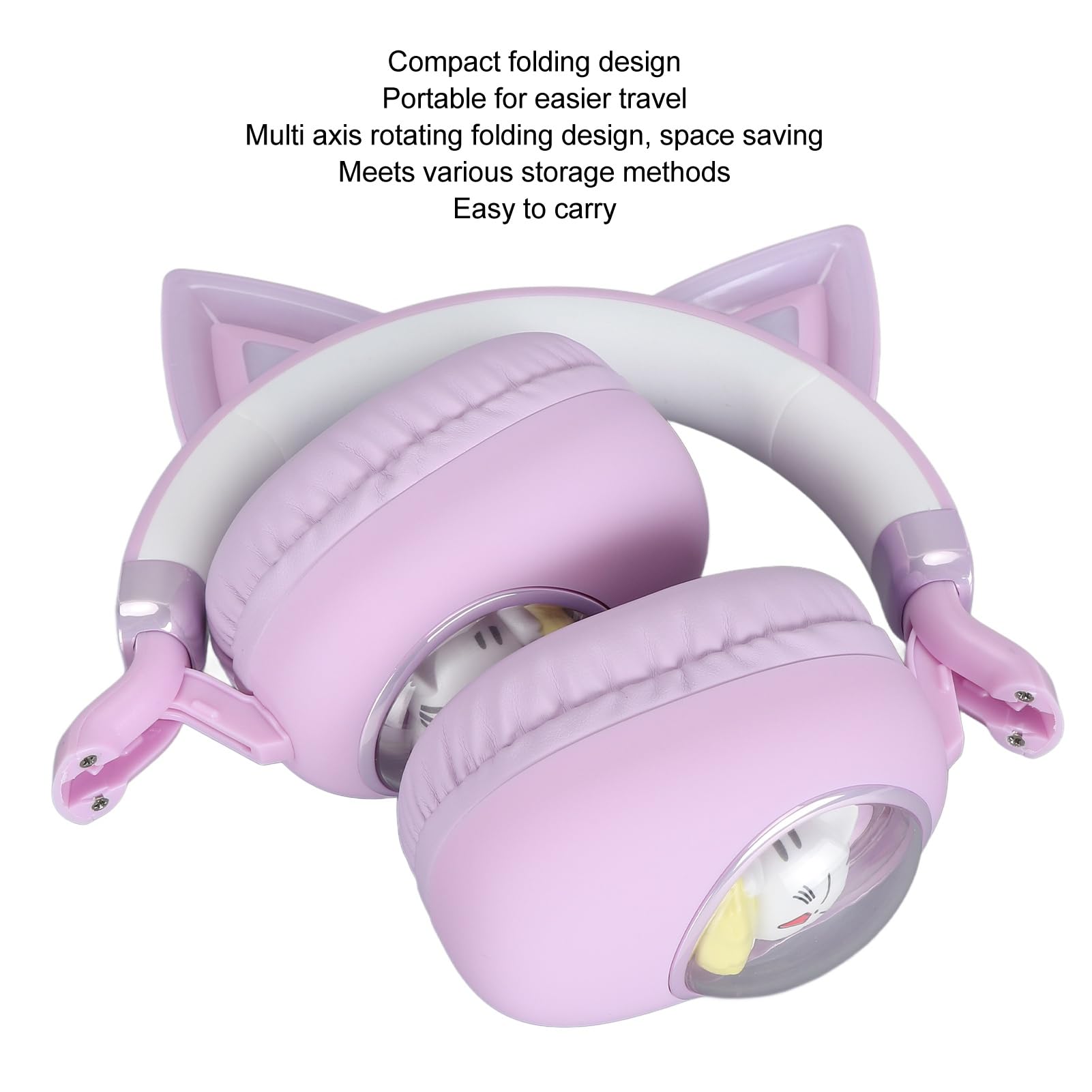 lyrlody Casque Bluetooth Enfant Oreilles de Chat, Lumières RGB 20H (Purple)