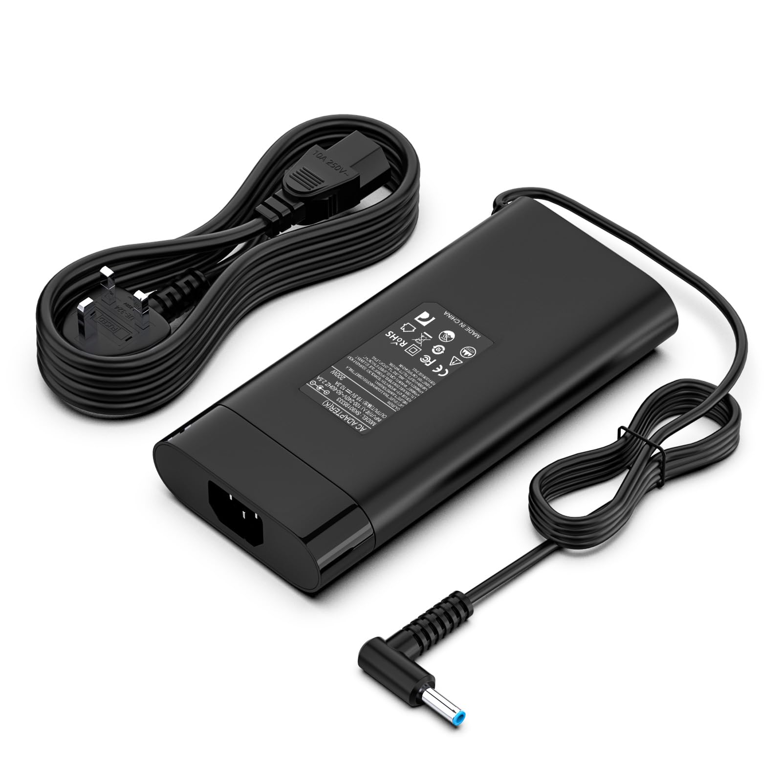 65W 19V 3.42A Power Adapter for HP Pavilion Monitors, Compatible with 24f 24fw 24fh 24ea 24es 24er 22f 22fw 27f 27fw 24mh 27mh 22cwa 22xw 27xw 25xw, 5.5x2.5mm Yellow Right-Angle Plug, UK Plug — view 10