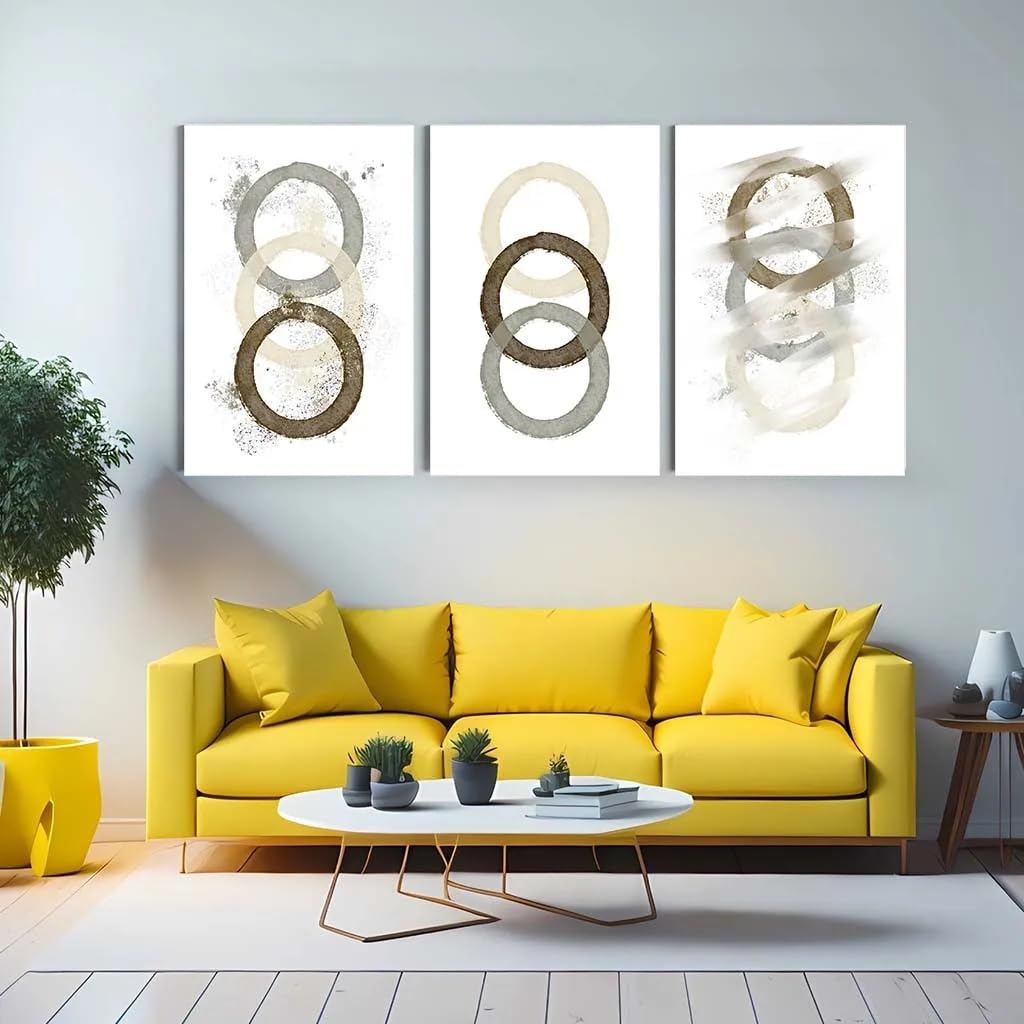 LTjiajuypd Abstract Wall Art Geometric Circle Canvas Paintings Modern Minimalist Poster Print For Living Room Bedroom Decor(50x75cm-3Pcs)