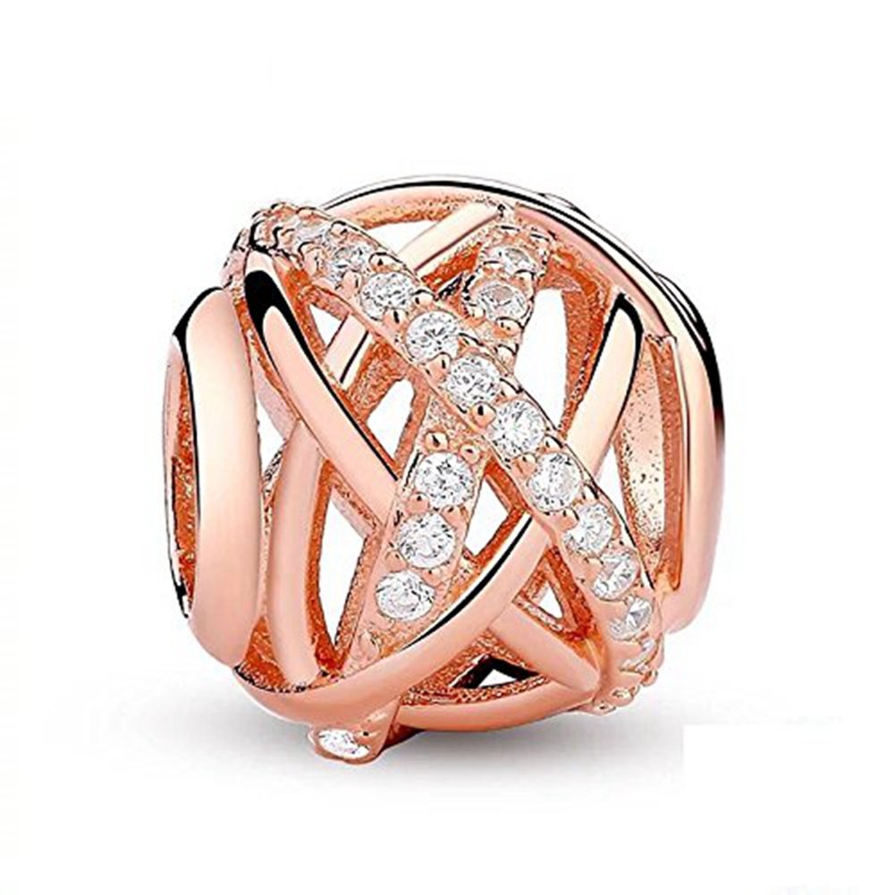 ABAOLAABAOLA Openwork Charms with Clear CZ 925 Sterling Silver Galaxy Charm for European Bracelet