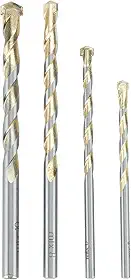 MTX Jogo de Brocas para Concreto Golden Line, 4 Peças (5-6-8-10mm), Liga Dura VK8, Perfuração com Impacto - Para Concreto e Tijolo