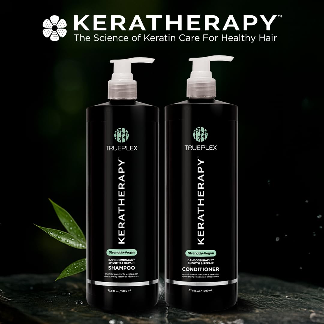 KERATHERAPY Bamboo Miracle Smooth & Repair Conditioner - Vegan Formula Damaged, Frizzy, & Dry Hair - Hydrating & Smoothing with Grape Seed, Baobab, & Bamboo Extract