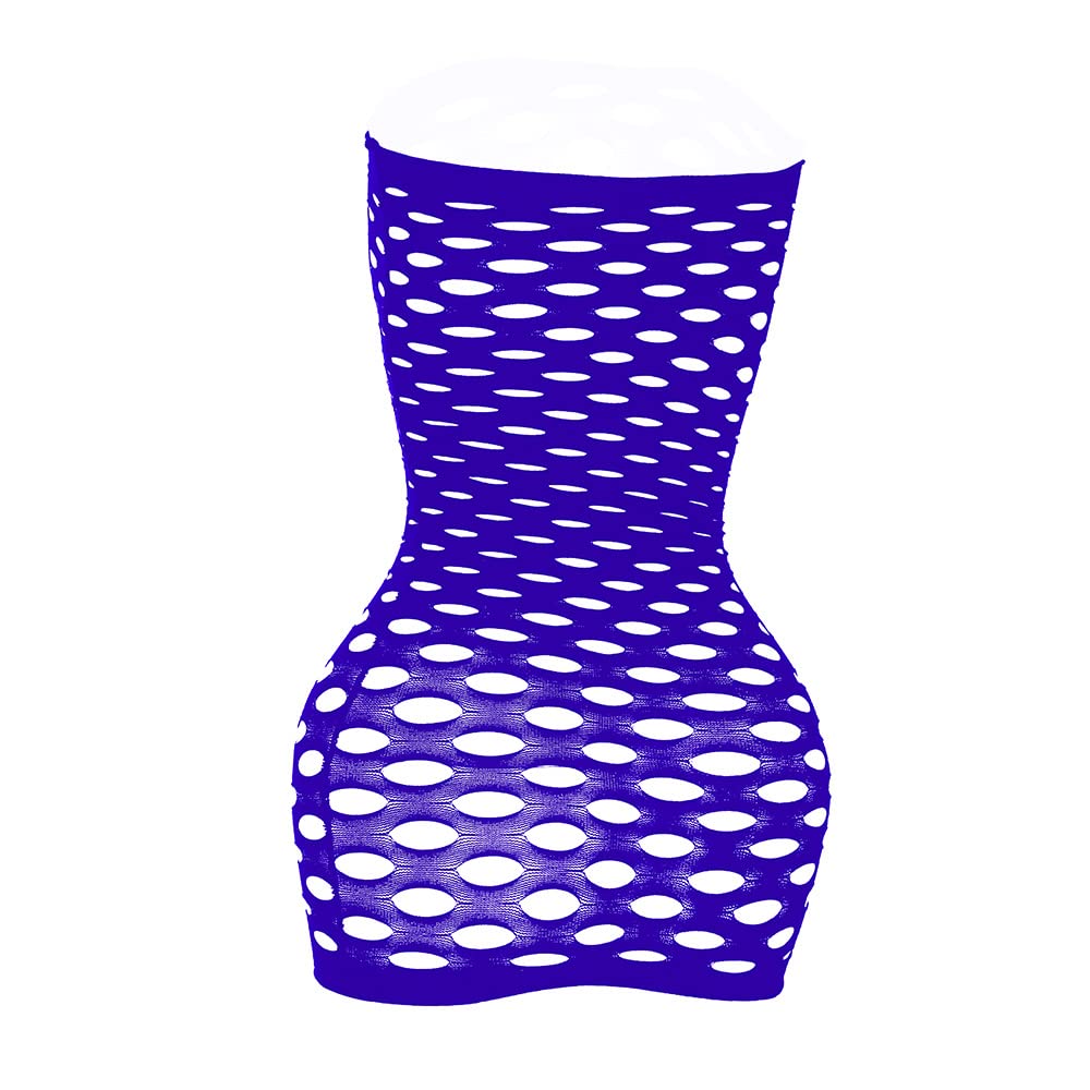 Vorifun Sexy Womens Strapless Fishnet Lingerie Sleepwear Mini Dress Tube Chemise Bodysuit One Size: Purple