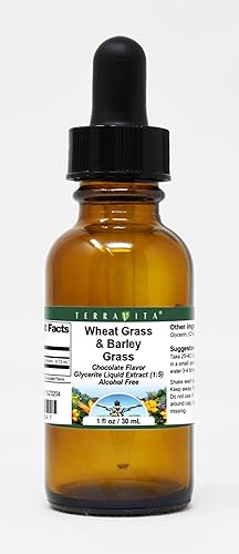 zacate de trigo y cebada zacate glycerite Extracto de líquido (1 5)con sabor a chocolate (1oz, Zin 523204), 1 Ounce, 1