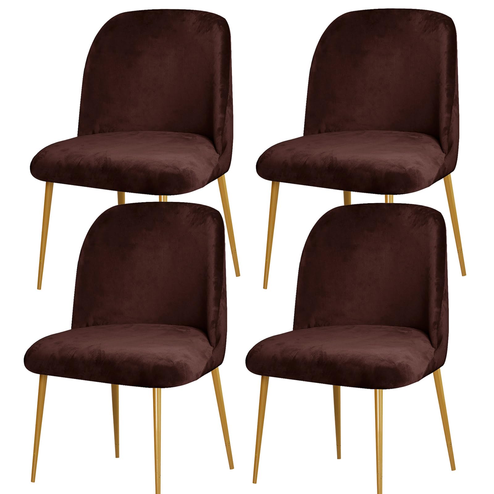 yampiyt Velvet Curved Chair Covers Dining Room Chairs Set of 1/2/4/6,Mid Century Modern Chair Covers, Semi Circle Back Chair Protector Seat Covers Slipcovers for Kitchen Living Room Set