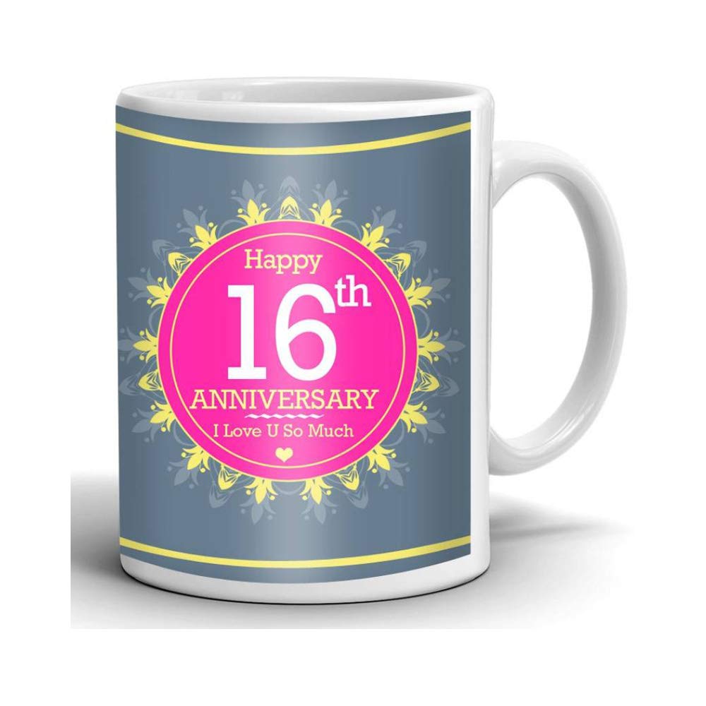 Khakee Happy 16th Anniversary Theme Printed Coffee Mug (325 ml)