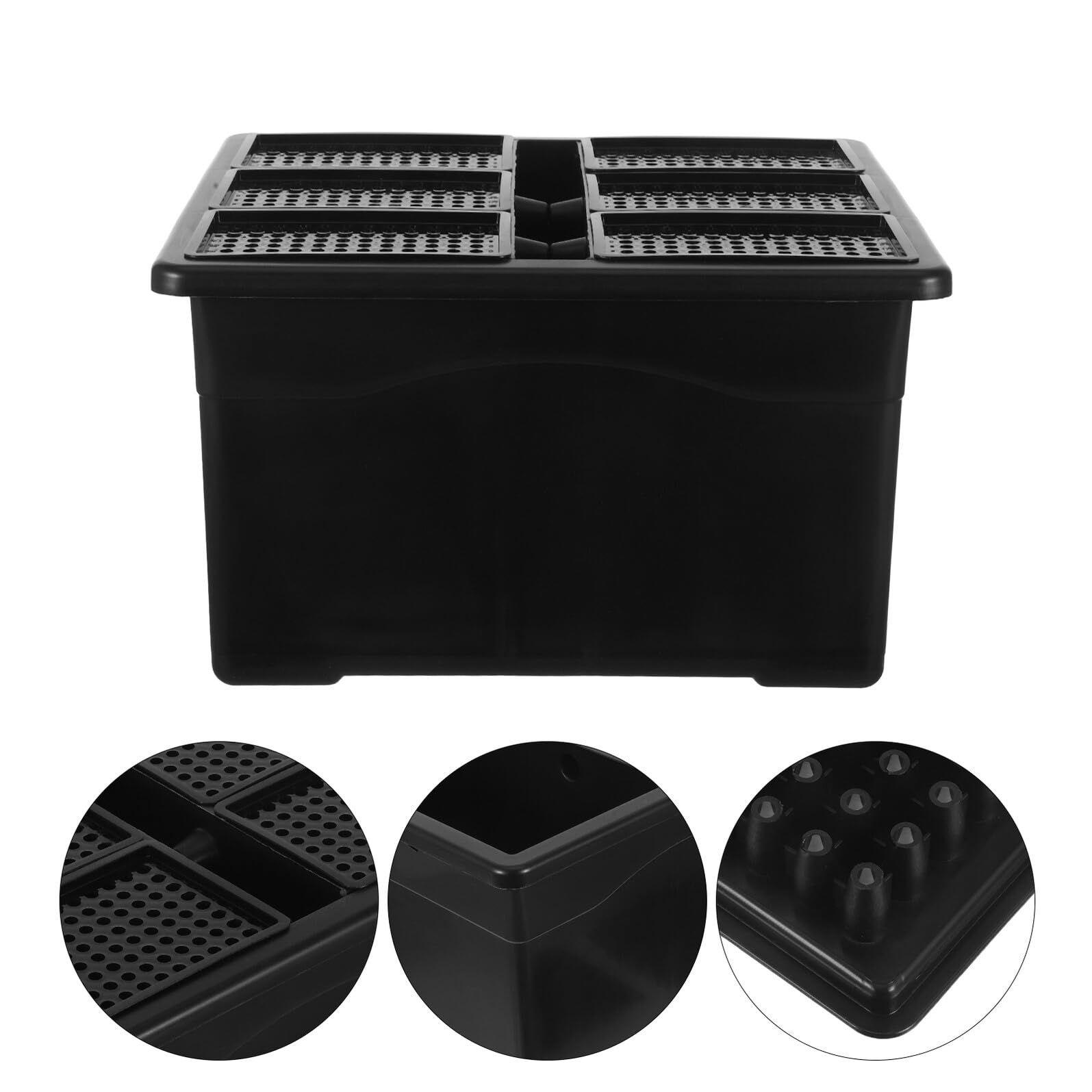 Toyvian 6 Pudełko hydroponiczne na rośliny taca ogrodnicza pojemnik na rośliny Rosnący pojemnik taca hydroponiczna Black
