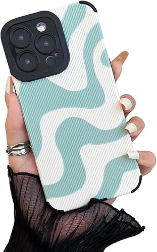 Miniatura 1 de Funda compatible con iPhone 15 Pro Max con bonito patrón de ondas para mujeres y niñas, funda de silicona de TPU suave antigolpes, diseño de cebra,