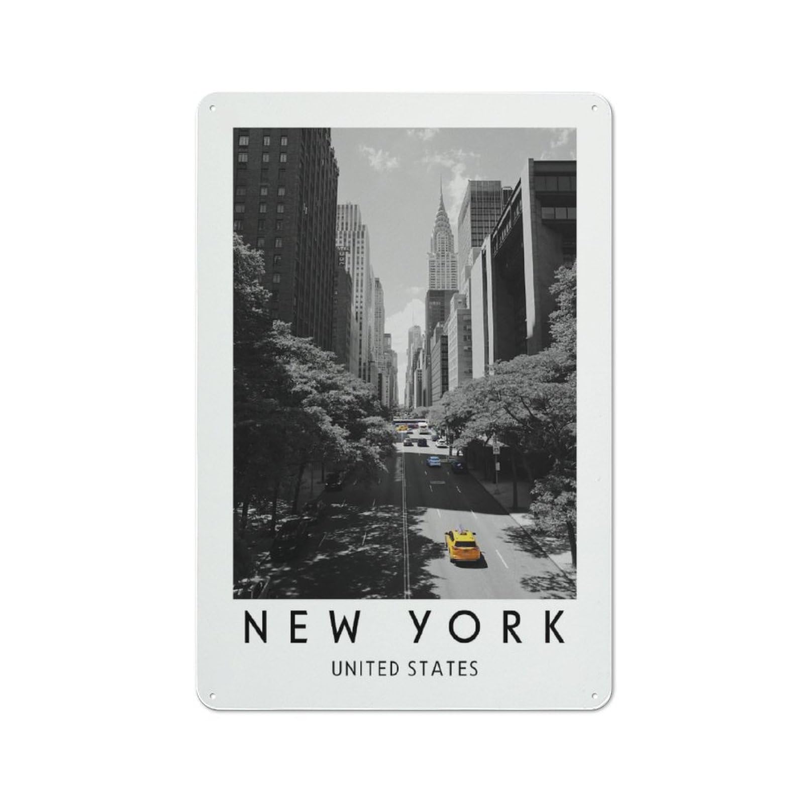 Junmoney New York City Country Vintage Metal Wall Decor 30X20cm, Farmhouse Metal Sign For Kitchen, Cottage, Porch Or Garden Room