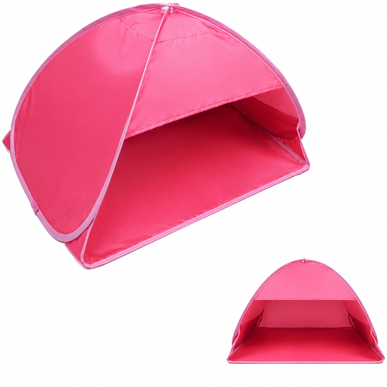 Pop Up Beach Tent UPF50+ Sun Shade Shelter Mini Personal Sun Shelter Portable with Quick Setup for Outdoor Camping Picnic Pets Mesh Beach Ten (Red)