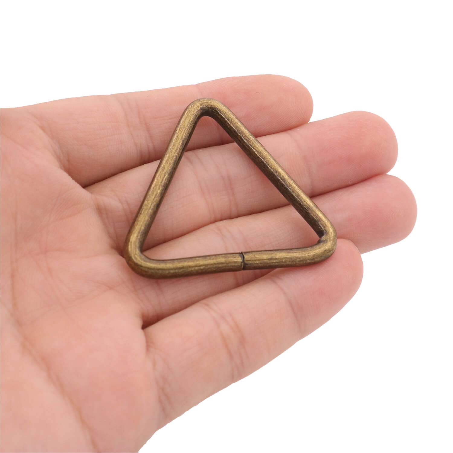 BIKICOCO 1-1/2'' Metal Triangle Ring Buckle Connectors Round Edge Webbing Bag Clasp Handbag Strap Making Hardware, Bronze - Pack of 20 - Image 3