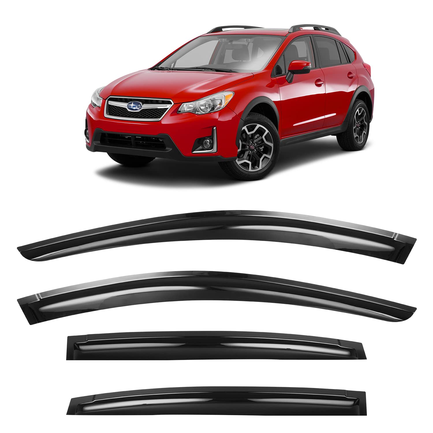 Photo 1 of KitsPro Window Deflector Rain Guards for 2018-2023 Subaru Crosstrek,2017-2023 Subaru Impreza Hatchback, 2.0MM Shatterproof Durable Dark Smoke Vent Deflectors Window Visors(Crosstrek/Impreza 2017-2023) Crosstrek/Impreza 2017-2023 Tape-On