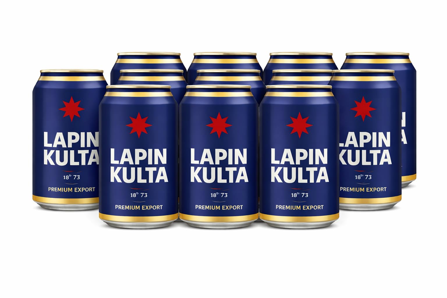 Lapin Kulta Premium Export Bier 5,2% Vol – 330ml Dose – Finnisches Premium Lagerbier aus Lappland – Mild, Goldklar & Erfrischend – Original Bier aus Finnland (12 Dosen)
