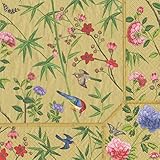 3 capas. Caspari Chinese Wallpaper Recevez con servilletas Tejido/Papel Oro, Tela, Dorado, 16.5x16.5x0.02 cm