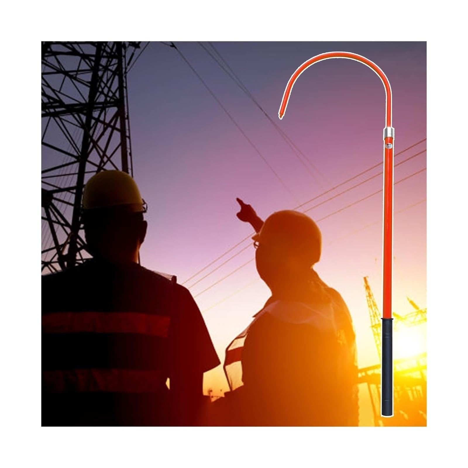 High-Voltage Rescue Pole, Rescue Hook, Insulated Electrical Rescue Hook For Commercial Use With Fiberglass Handle For Electricians/Overhead Line Workers, Load Capacity 22,Vermelho-1M/39.4IN/3.3FT