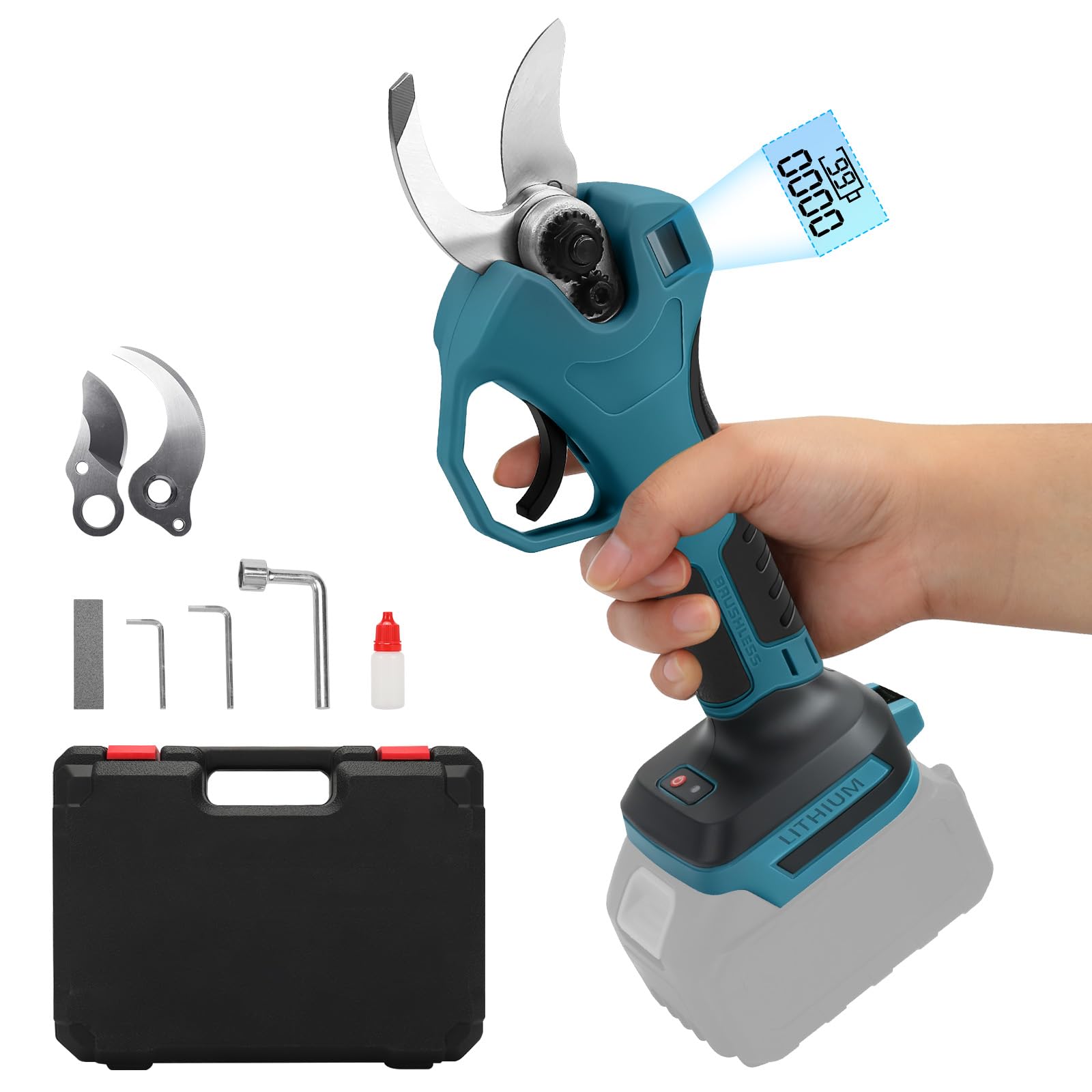 Tijeras De Podar Electricas 30mm compatible con Makita 18V (sin batería) | Podadora Eléctrica a Batería con Motor Brushless, Pantalla LCD, Tijera de Podar Inalámbrica para Jardín, Huerto y Granja
