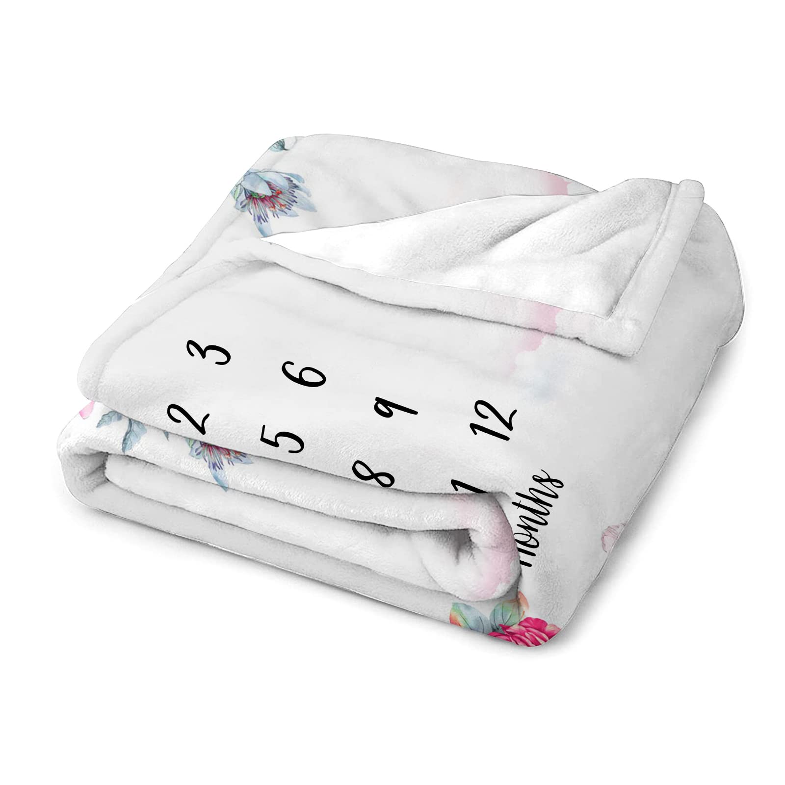 Manta de hito para bebé, manta de hito para bebé, niña y niño, manta de hito mensual personalizada para bebé, niña y niño con foto y texto (130 x 150 cm)