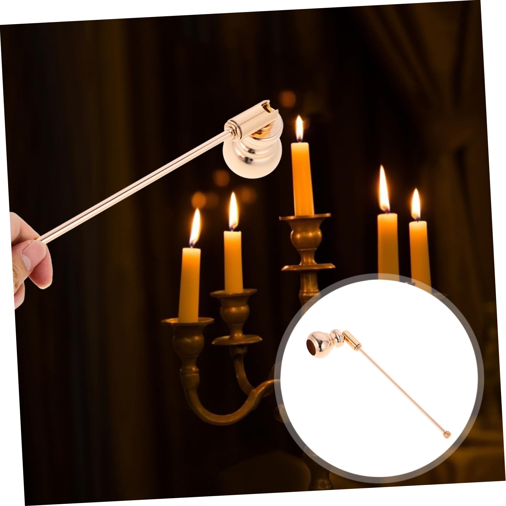PRETYZOOM Candle Wick Snuffer Long Handle Candle Snuffer for Deep Jars Decorative Aromatherapy Candle Snuffer Safely Extinguish Candle Flame Vintage Design
