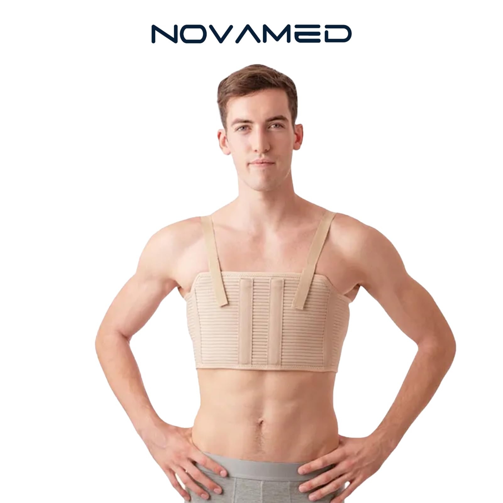 NOVAMED Brustkorsett mit Hosenträgern – ideal für die postoperative Regeneration, gebrochene Rippen und Brustbein