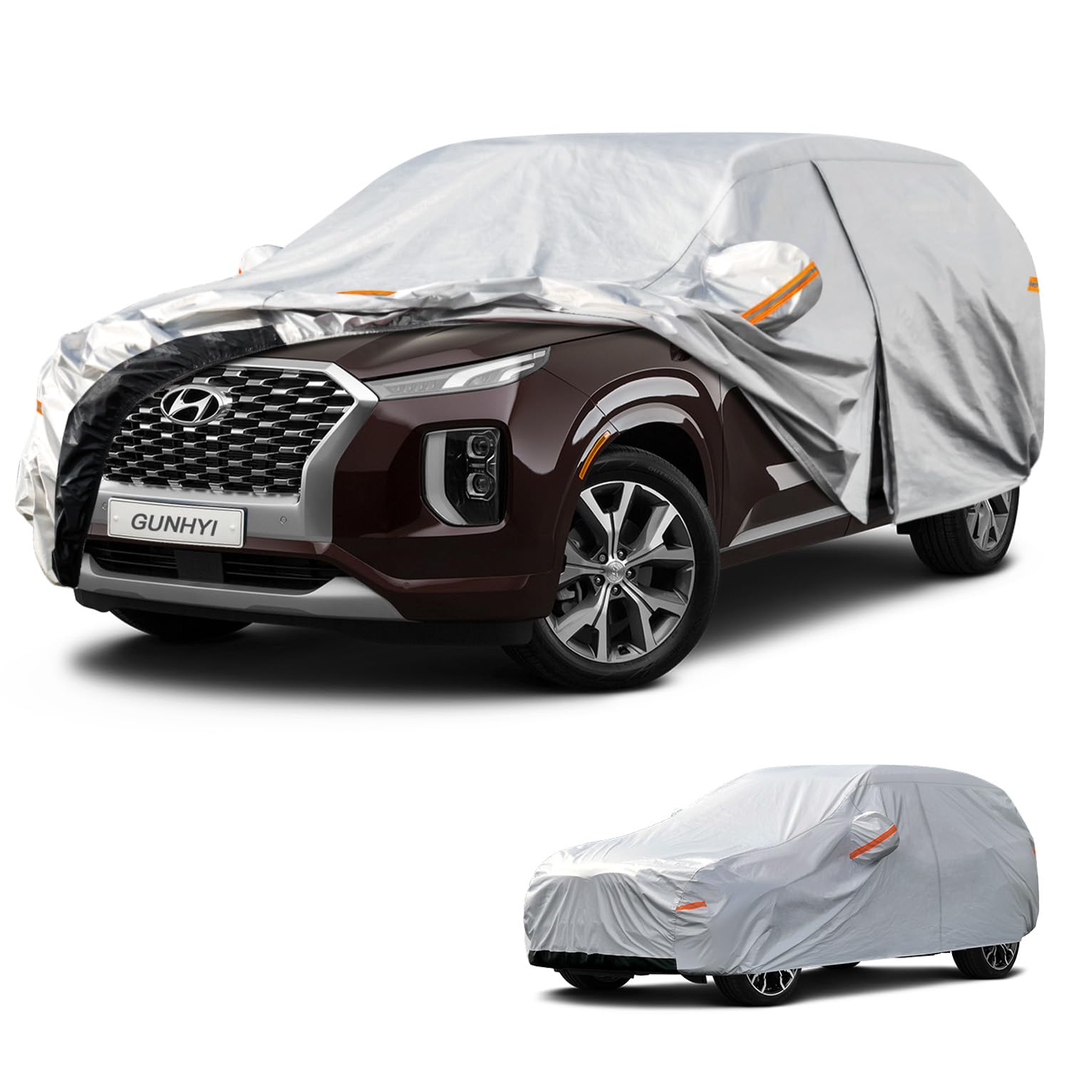 GUNHYI 6 Layers SUV Car Cover Custom Fit Hyundai Palisade (2018-2026) | All-Weather Waterproof Heavy-Duty Fabric, scratch-proof cotton lining, outdoor sun/rain/snow/wind/dust protection.