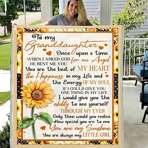 Hot Deals to My Granddaughter from Grandma Once Upon A TIME When I Asked GOD for an Angel HE Sent ME You Front Flannel Back Sherpa Fleece Sunflower Blanket Gift(X-Large 80 X 60 INCH) Hot Deals to My Granddaughter from Grandma Once Upon A TIME When I Asked GOD for an Angel HE Sent ME You Front Flannel Back Sherpa Fleece Sunflower Blanket Gift(X-Large 80 X 60 INCH)