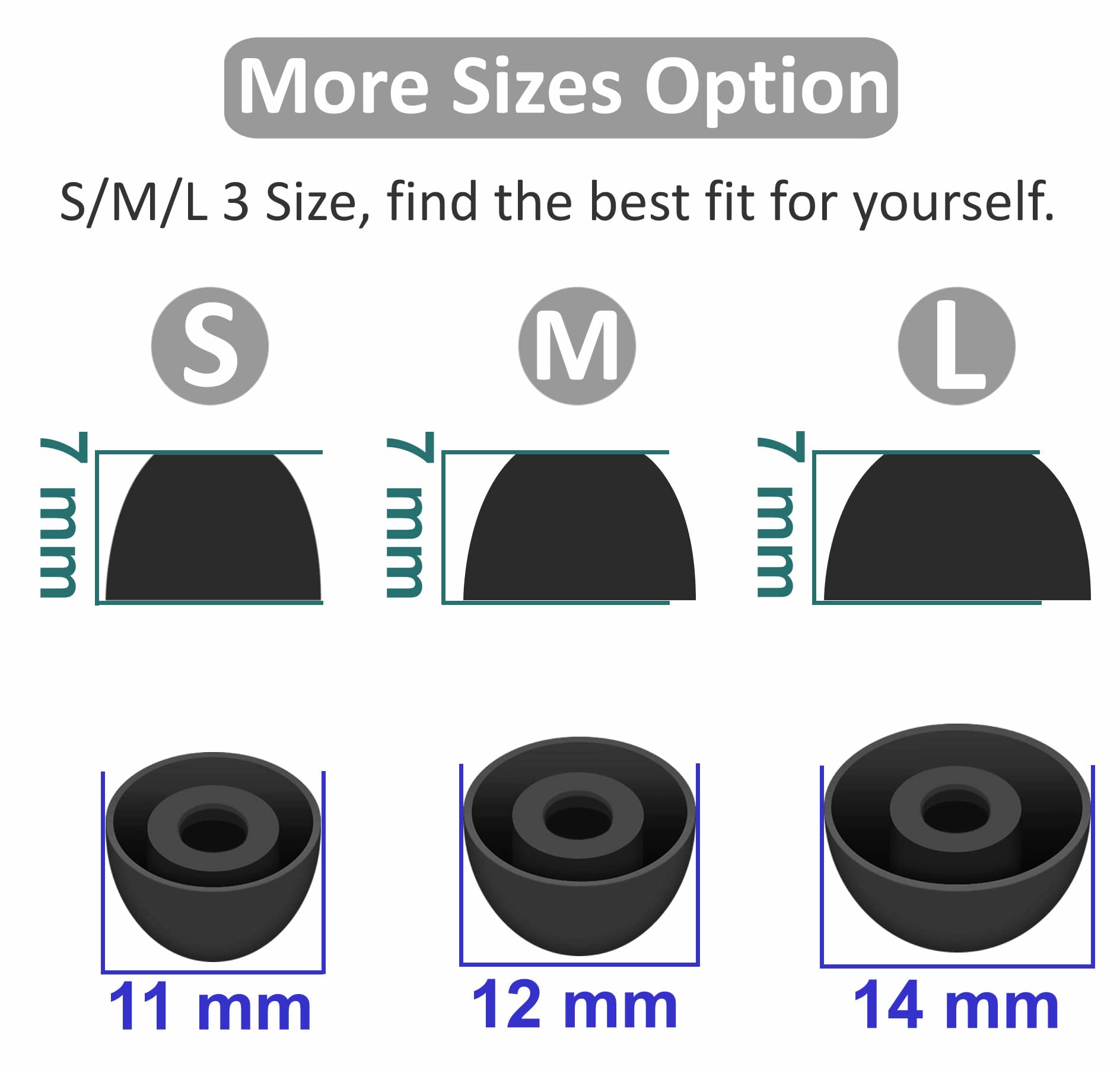 6 Pairs Compatible with Pixel Buds A-Series Ear Tips, Replacement Silicone Earbuds Gel Earplug Wing Accessories Compatible with Google Pixel Buds A Series - S/M/L Black