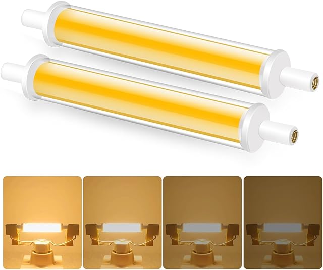 R7S LED 118mm Dimmable, 7.7W 220-240V Warm White 3000K 850LM R7S LED Bulbs, Equivalent for 100W J118 R7S Halogen Bulbs, No Flicker, 2PCS