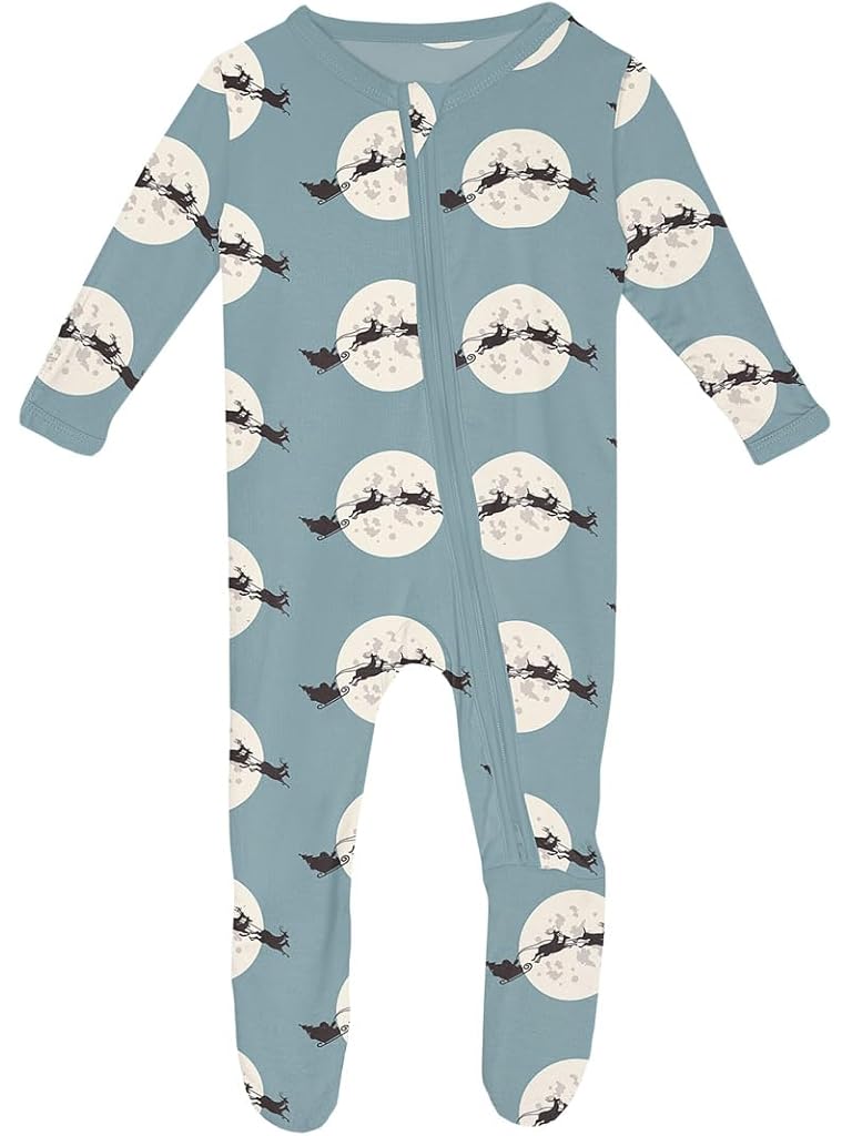 Blue Kickee Pants Print Footie with 2 Way Zipper (Infant)
