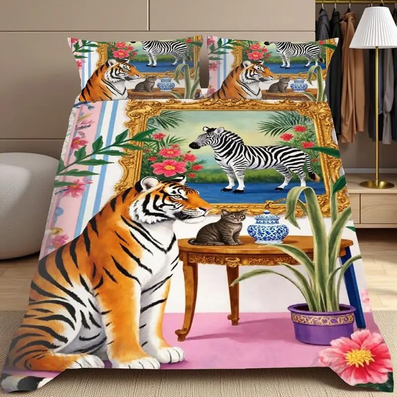 Housse de Couette 200x200 Microfibre Respirante Parure de Lit 2 Personnes Fermeture Éclair