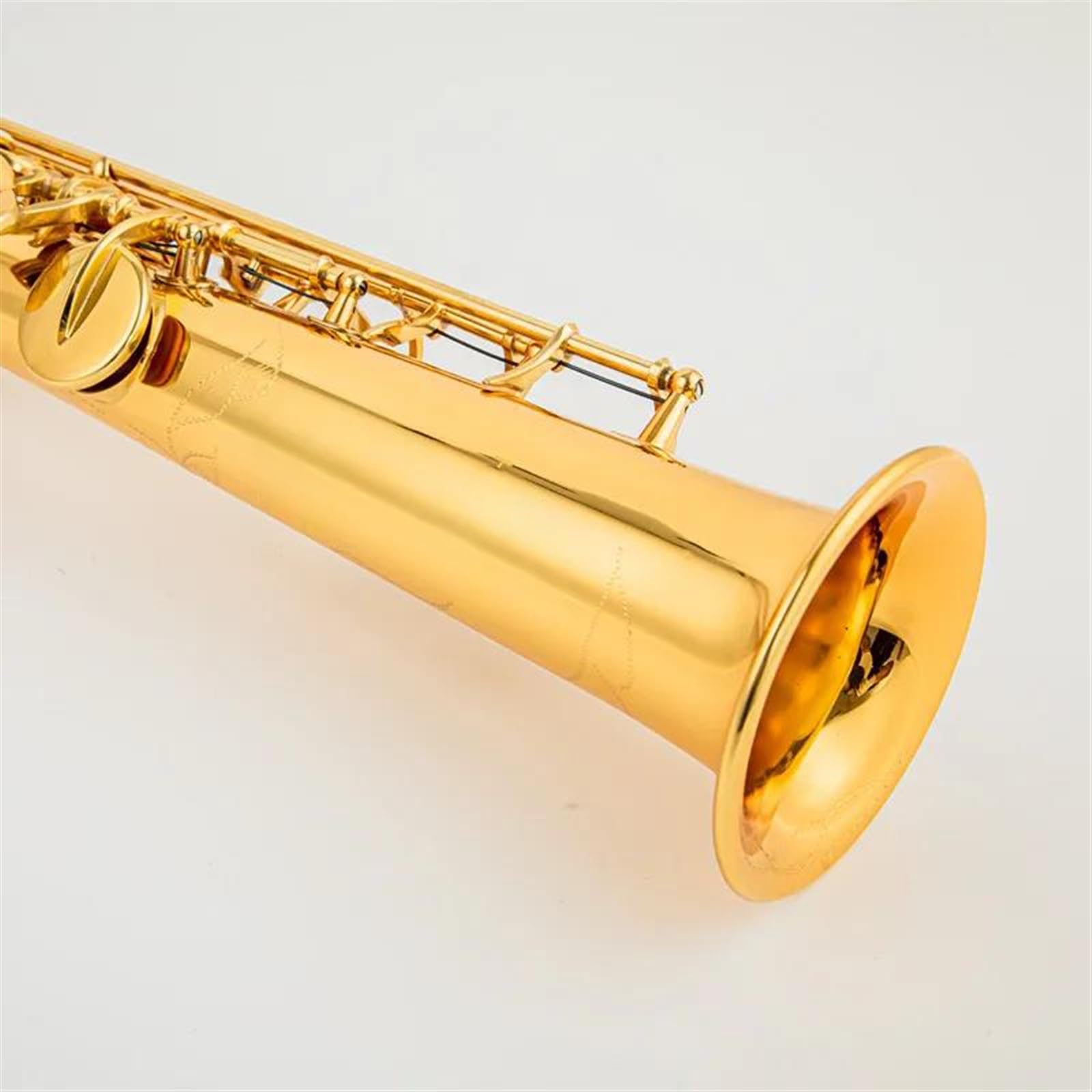 Saksofon Mosiężny Prosty Sopran Bb B Płaski Saksofon Saksofonowy Instrument Dęty Drewniany Carve Wzór
