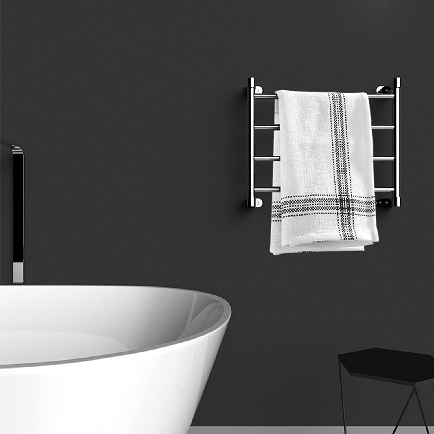 APUM Electric Towel Warmer, Wall Mounted Heated Towel Rack 4 Bar Stainless Steel Electric Towel Warmer Constant Temperature Heated Towel Rail for Bathroom
