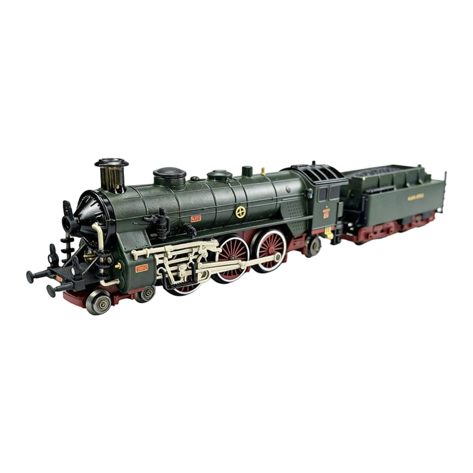 Juguete Tren de Eléctrico Modelo Locomotora con Luces Y Sonidos Construcción de Aleación Simulación de Humo Movimiento Apto para Niños Niñas Fie, Verde