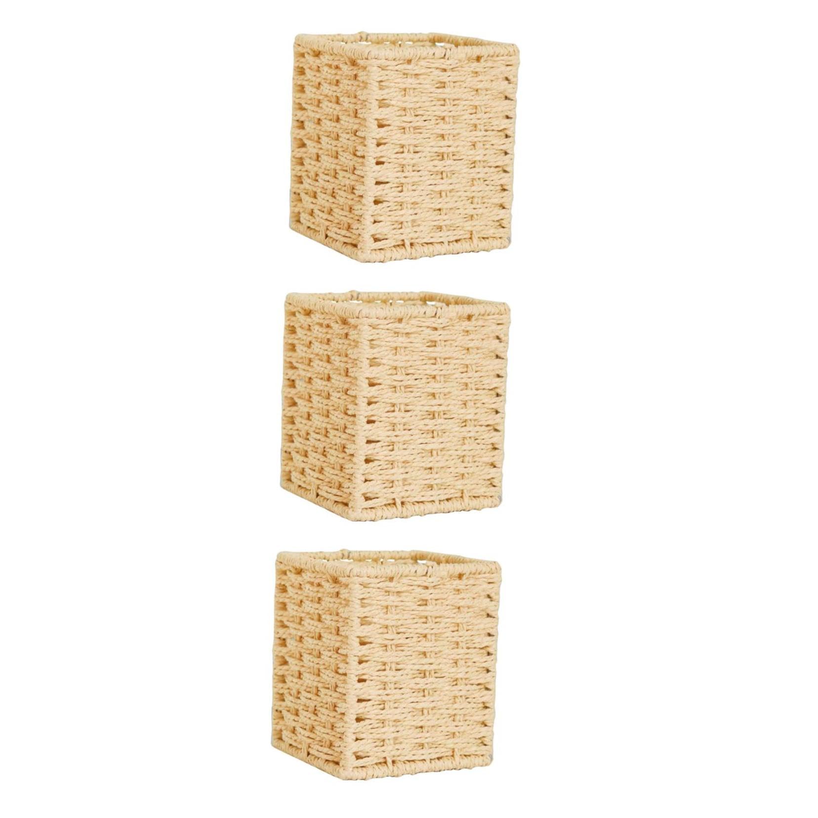 Panier de rangement woven beige de bureau NUOBESTY lot de 3 boîtes