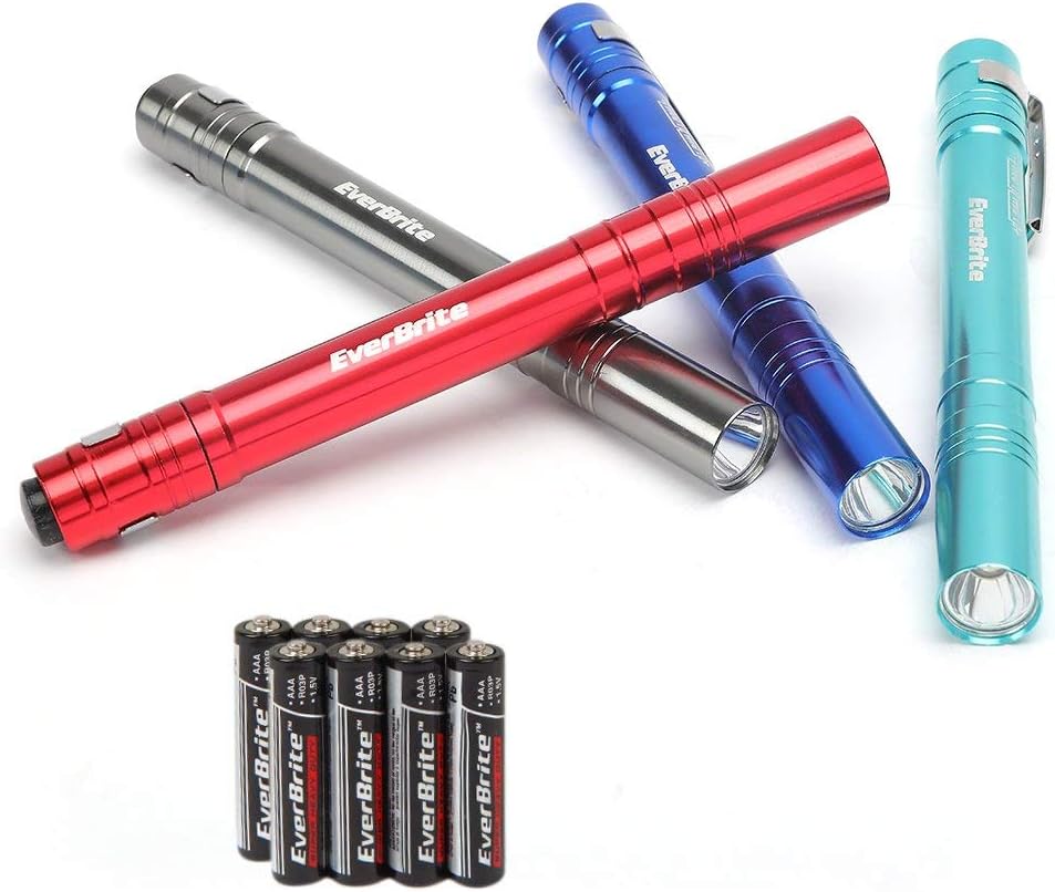 EverBrite 4Pack LED Penlight Pocket Pen Flashlight with Batteries