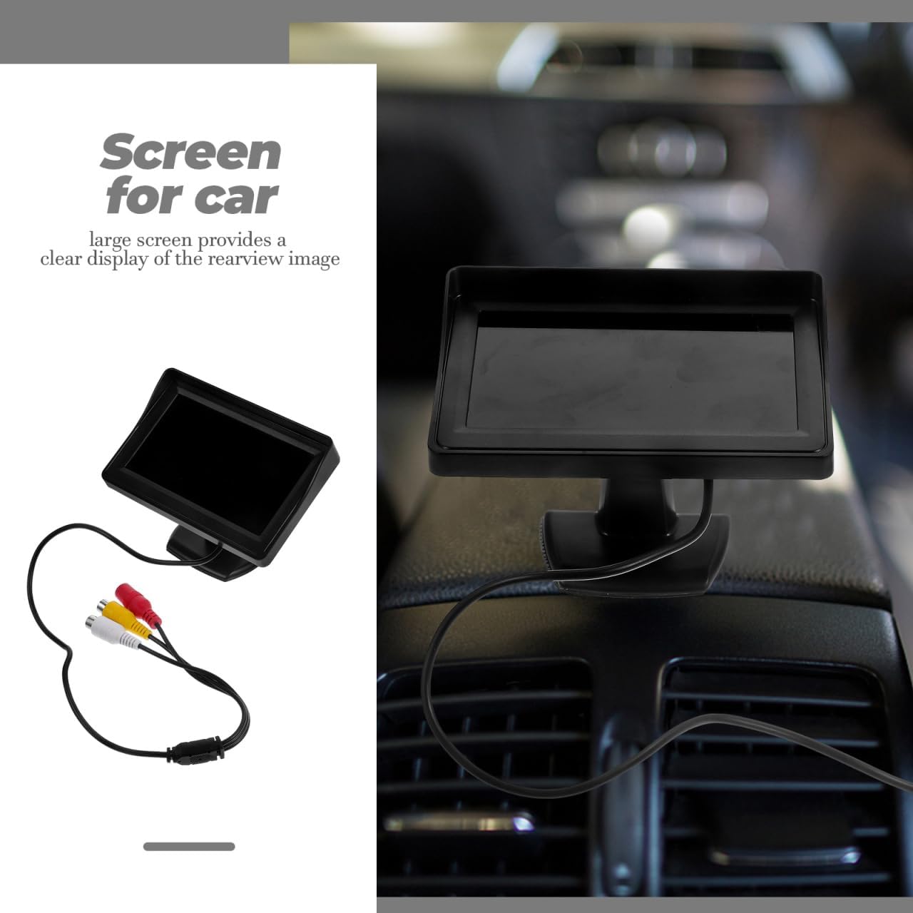 Zerodeko 1Set Backup Camera Monitor Car LCD Display for Enhanced Driving Safety Easy Installation with Av Cable for Trucks and Pickup Vehicles Rear View Monitor