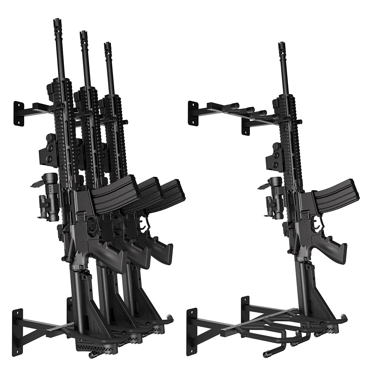 Mingor Gun Racks Wall Mount, Sturdy Metal Rifle Storage Holder, Well Made Firearm Display Stand Indoor (6 Slots/2 Sets)