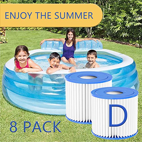 Varycony Type D Pool Filter Cartridge Compatible With Summer Waves 350, 400, 600 Pool Filter Type D, Intex, Rx600, Summer Waves P57100102, P57000104, Size D Replacement (8 Pack) #TOP5