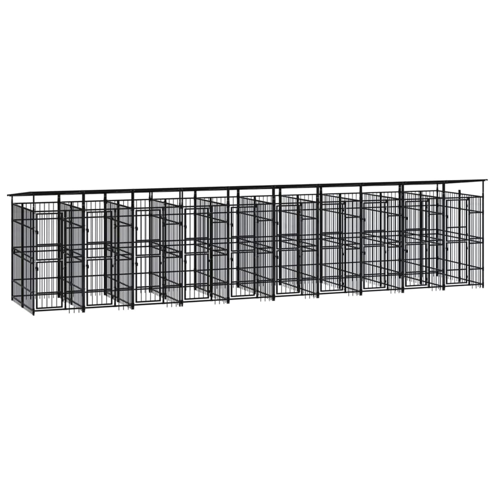 ShGaxin Perrera de Exterior con Techo de Acero 18,43 m Parque para Perros, Valla Perros, Corralito para Perros, Parque para Perros Cachorros, Corral Perro, Vallado para Perros - 3097955