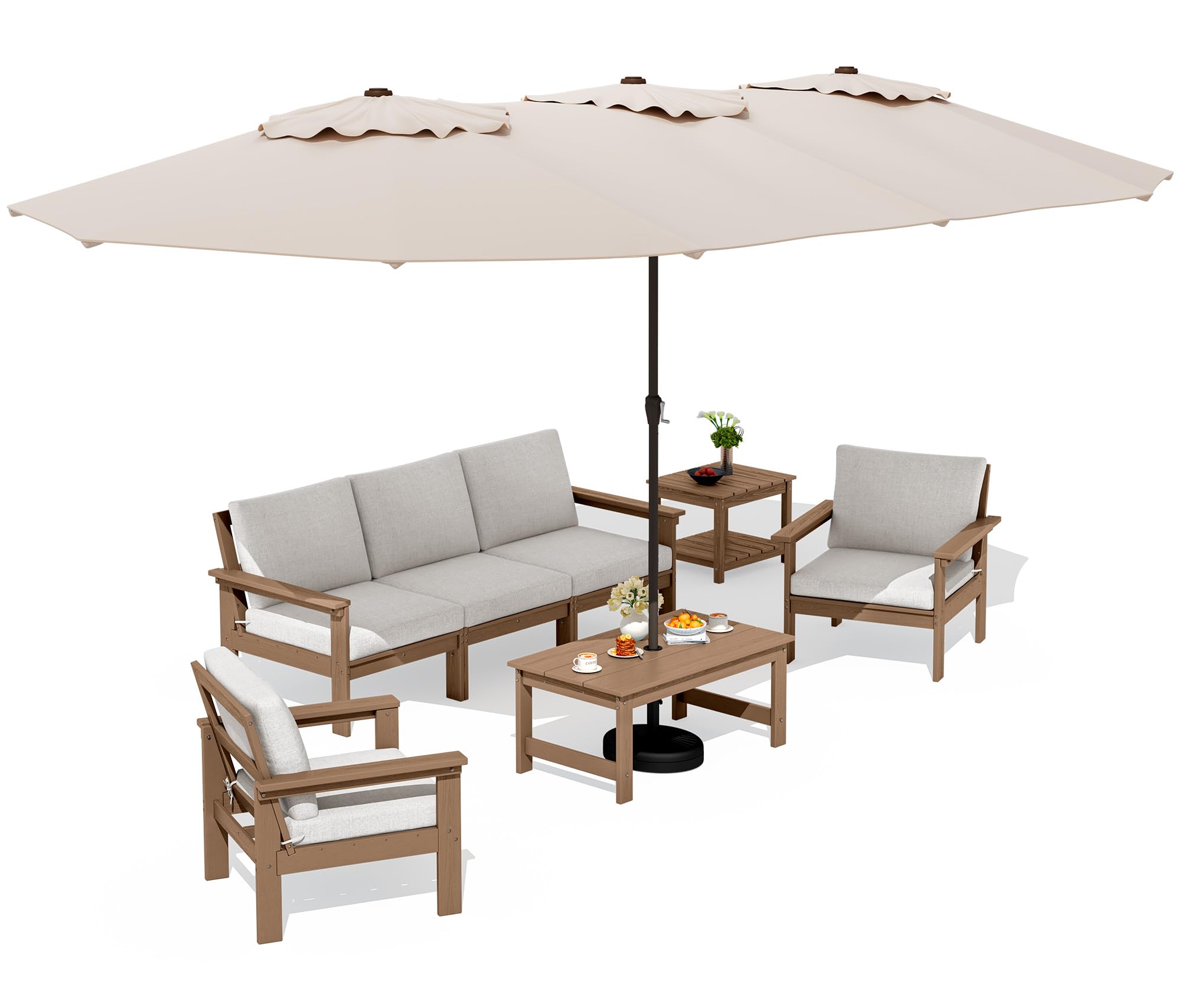 SERWALL HDPE Outdoor Patio Furniture Set Outdoor Couch