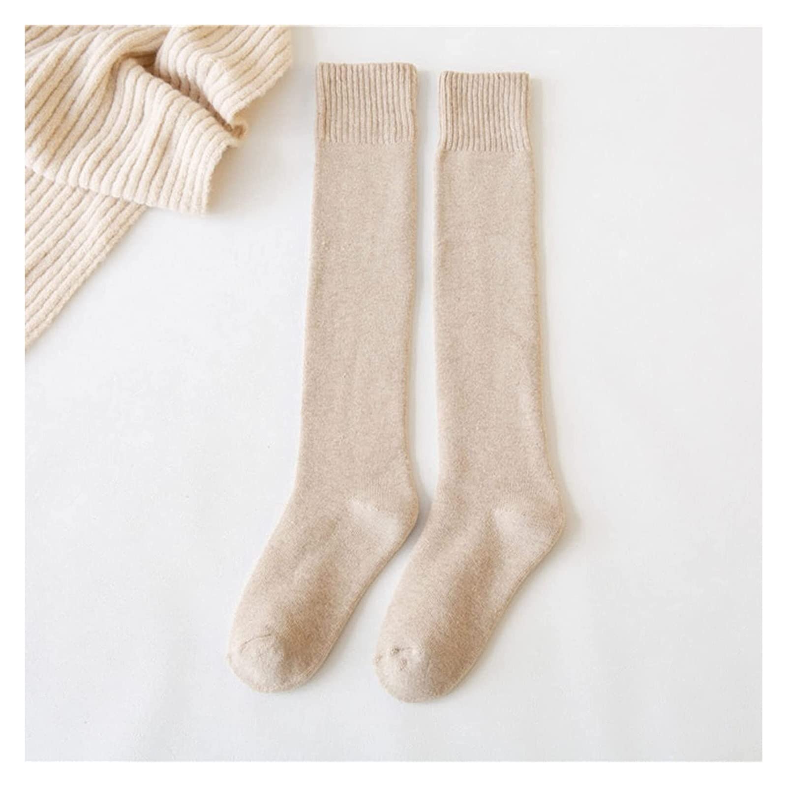 Wintersocken Socken Modesocken Lange Oberschenkelstrümpfe, Overkneestrümpfe, Kniestrümpfe Frauen Mädchen Socken Thermosocken (Color : B, Size : One Size)