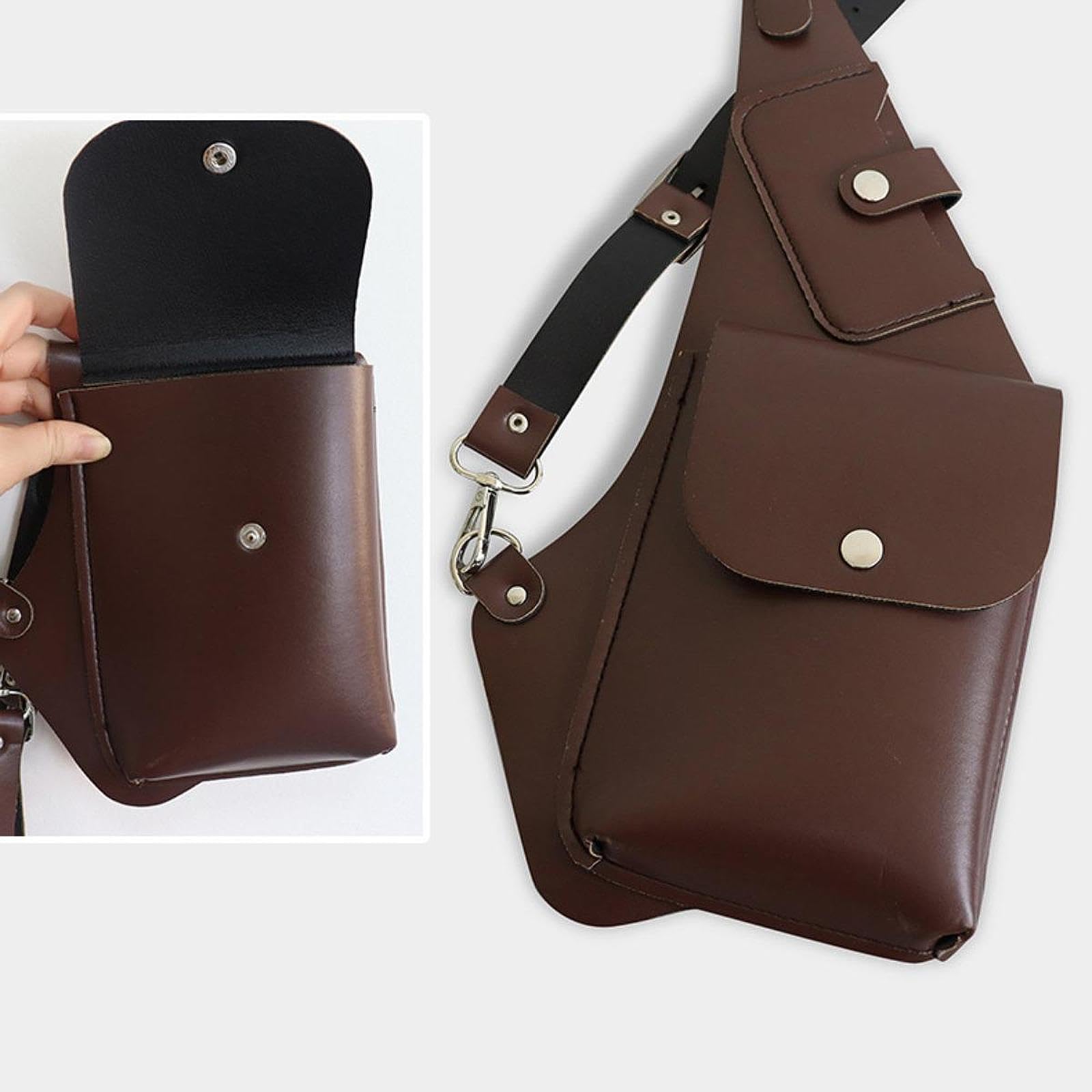 Medieval Leder Fanny Pack Gürteltasche für Männer, Outdoor Holster Pouch Taschen Handytasche Unterarm Umhängetasche Crossbody Geldgürtel Nordic Retro für Reisen Camping Wandern, Style b