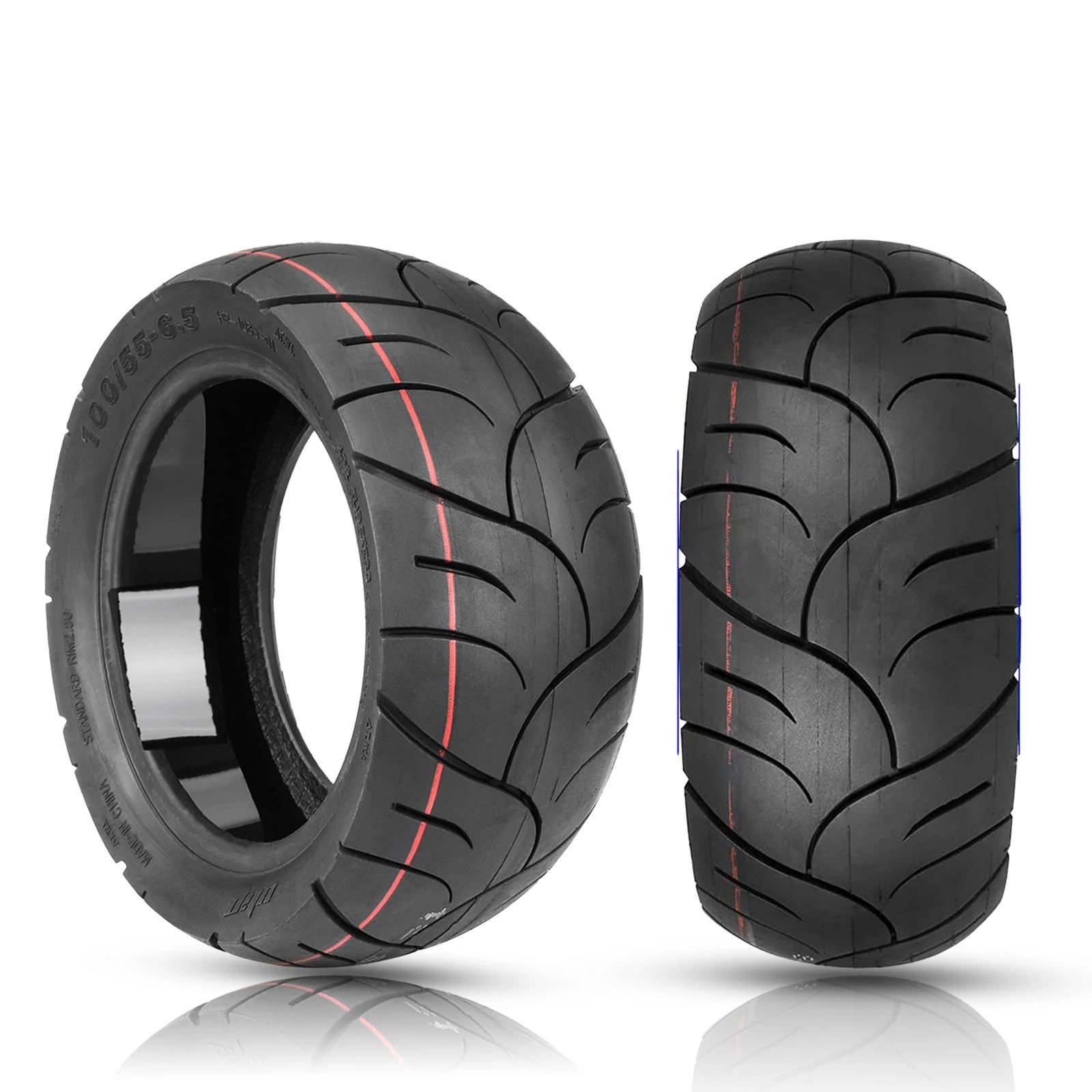 Pneu Trotinette Electrique,Roue Trottinette Electr Pneu tubeless auto-réparateur 11 pouces 100/55-6,5 for scooter électrique, pneu avant et arrière, antidéflagrant(Tubeless tire)