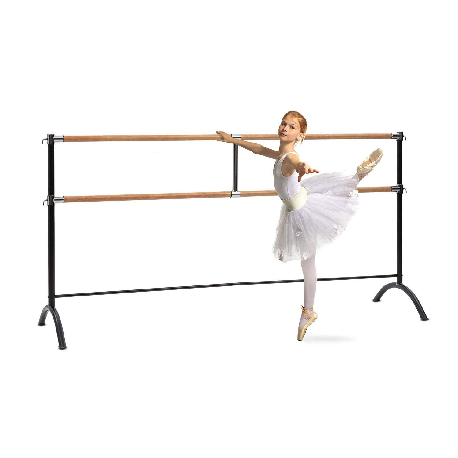 KLAR FIT Anna-Marie - Double Barre de Danse Classique, Pose Libre, Hauteur réglable, Poignées de Verrouillage, Pieds Solidesn, Tubes d'acier, Stretching