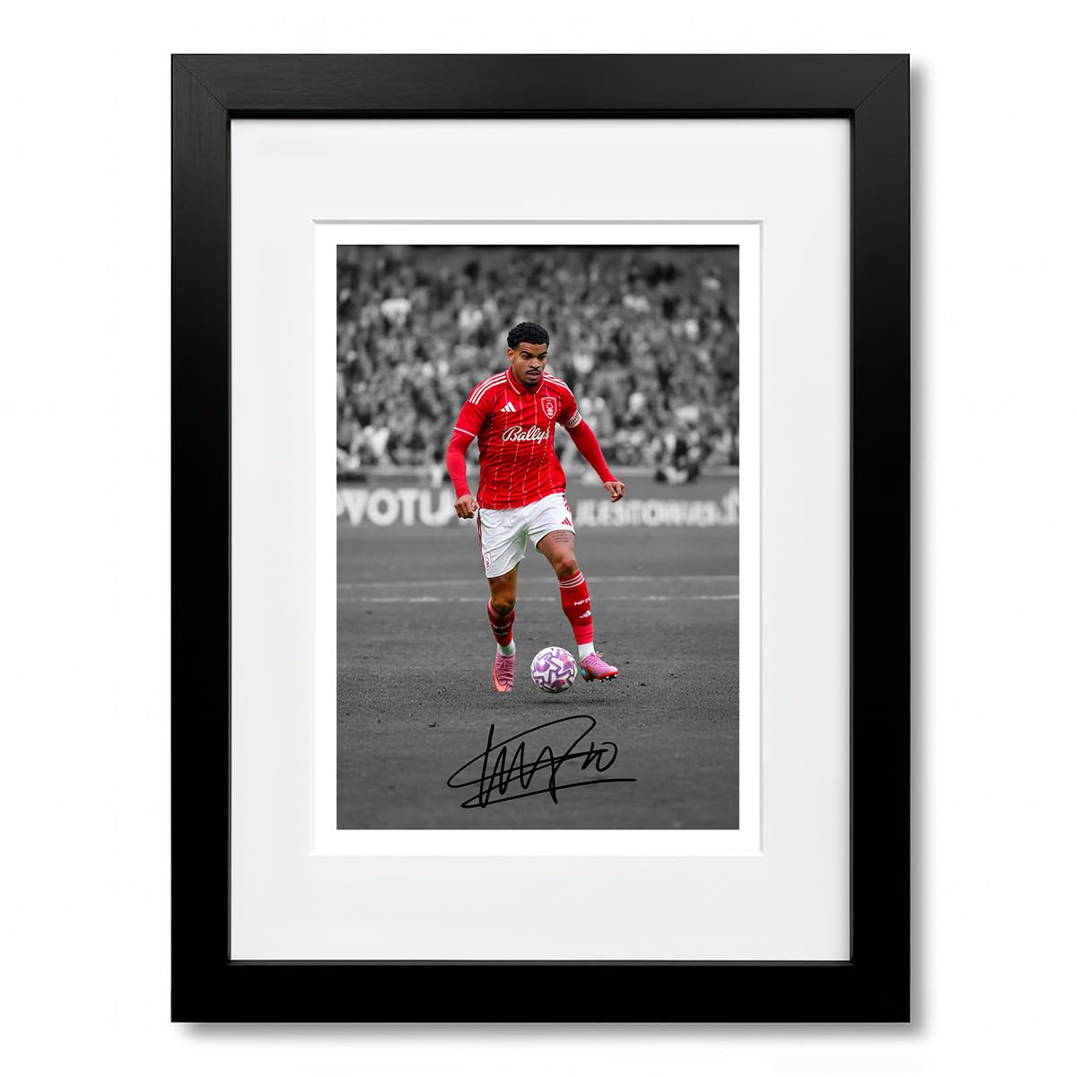 Mounted Gifts Trading A4 Framed & Mounted B+W Morgan Gibbs-White Nottingham Forest Signed Photo Poster Print Picture Display Framed Autograph Memorabilia For Football Fans Gift England (A4 Framed & Mounted B+W)