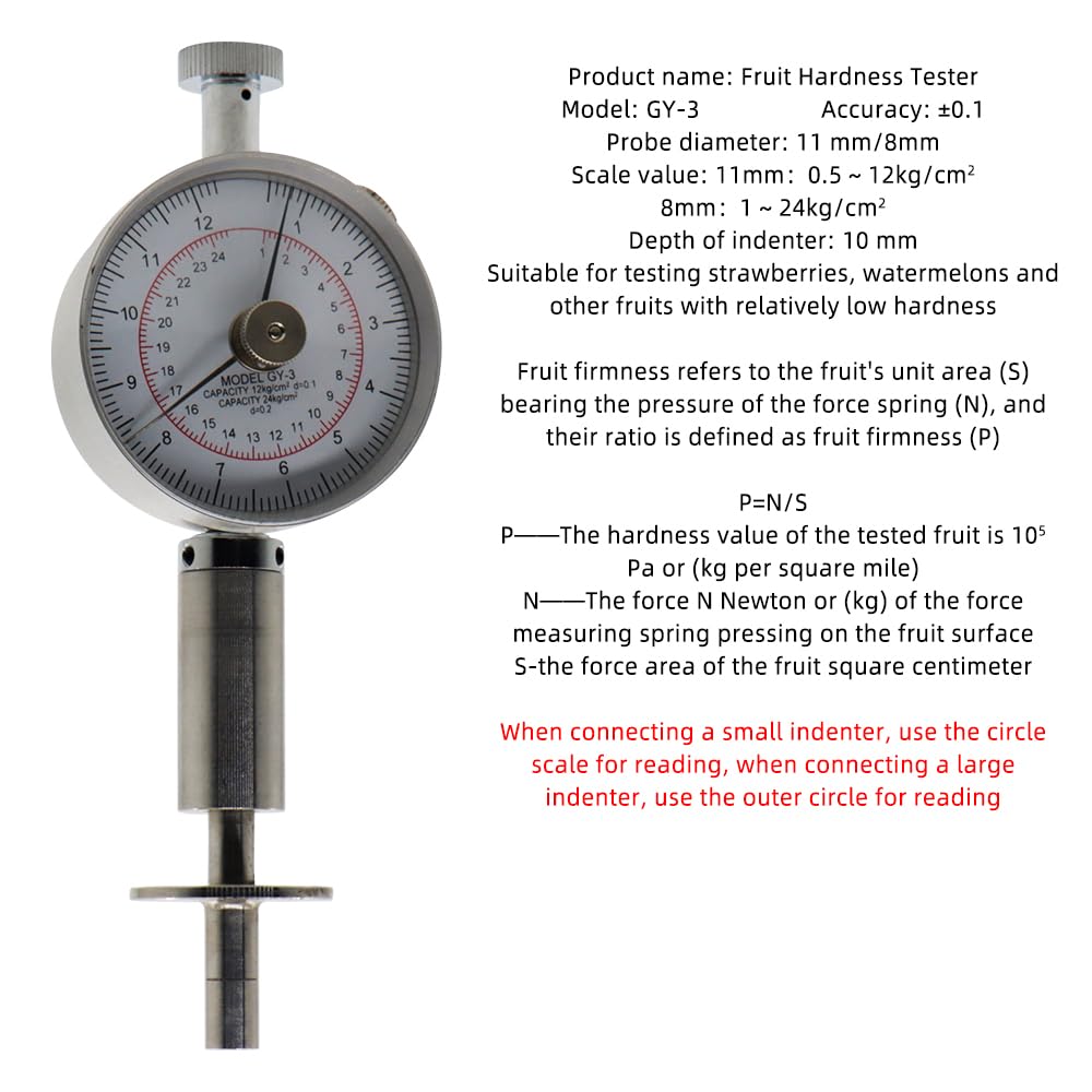 Tragbarer Zeiger-Fruchthärteprüfer, Frucht-Penetrometer for Äpfel, Birnen, Weintrauben, Orangen, Frucht-Sklerometer GY-3 GY-2 GY-1(GY-2)