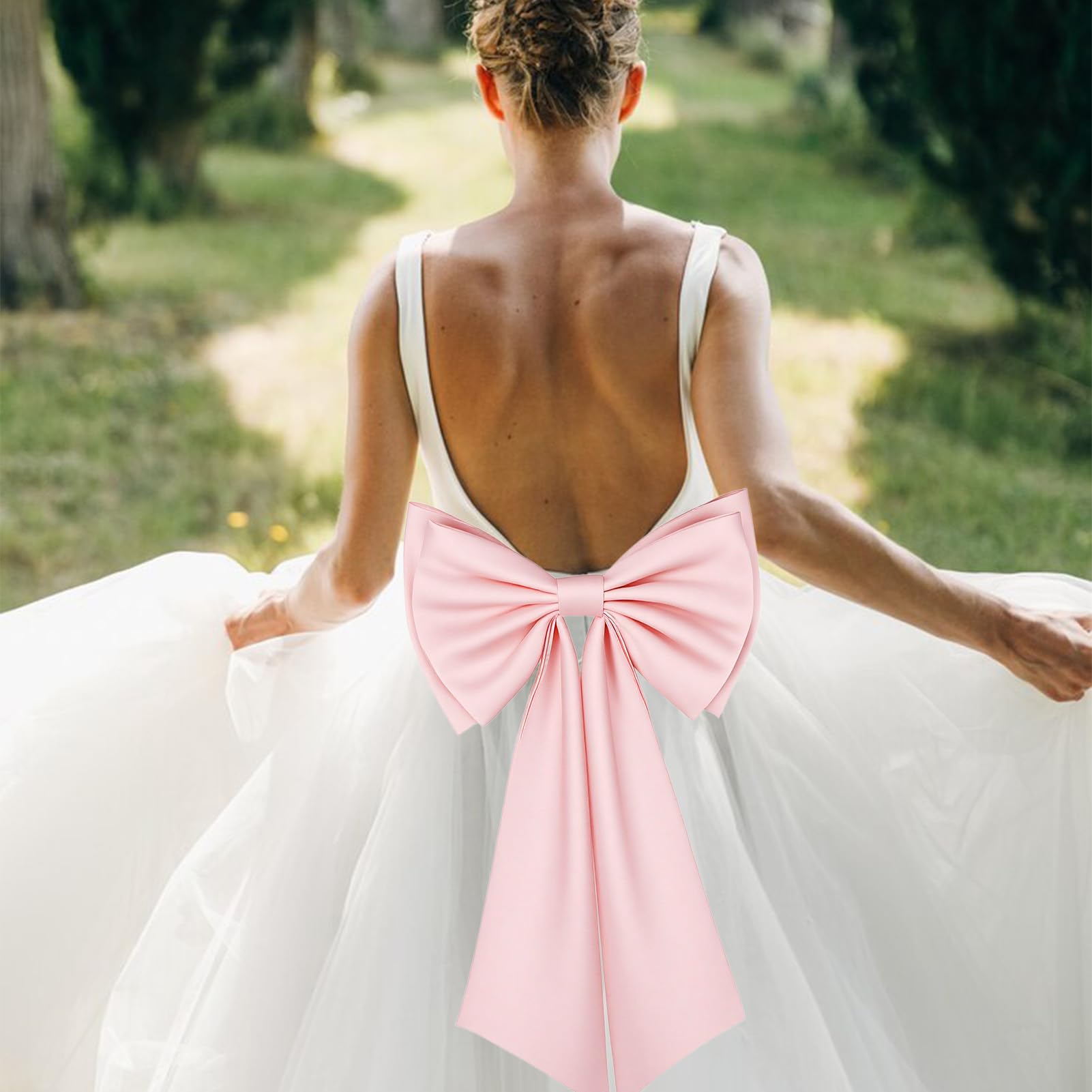 NICENEEDED Big Satin Bow for Dress, Large Detachable Bow Train for Women, 22